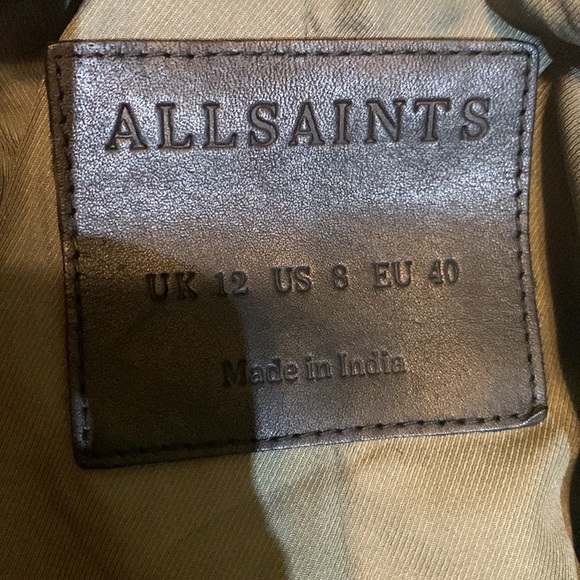 AllSaints Belted Crop Leather Moto Jacket - Picture 11 of 14